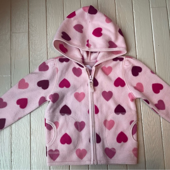 Old Navy Other - Valentine’s Day Y2K Heart Fleece Zip Up Jacket 18 24 Months Baby Girl